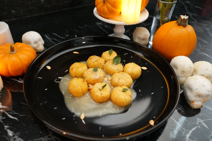 Receta de snacks para fiesta de halloween forma de calabaza